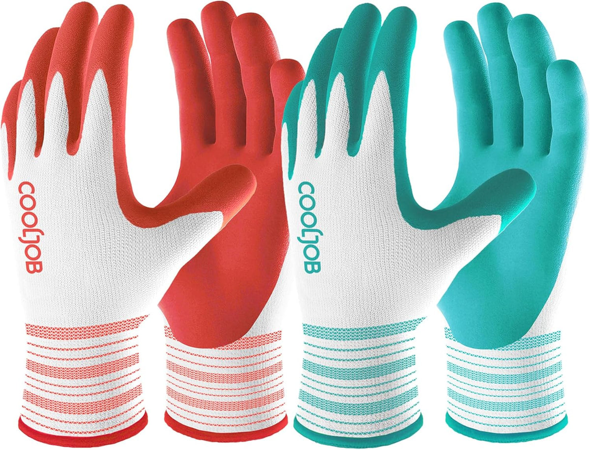 COOLJOB 6 Pairs Gardening Gloves for Women Ladies, Breathable Rubber Coated for Yard Garden, Outdoor Indoor Protective Work with Grip, Medium Size, Red & Green Father Jim Norris notebooks
