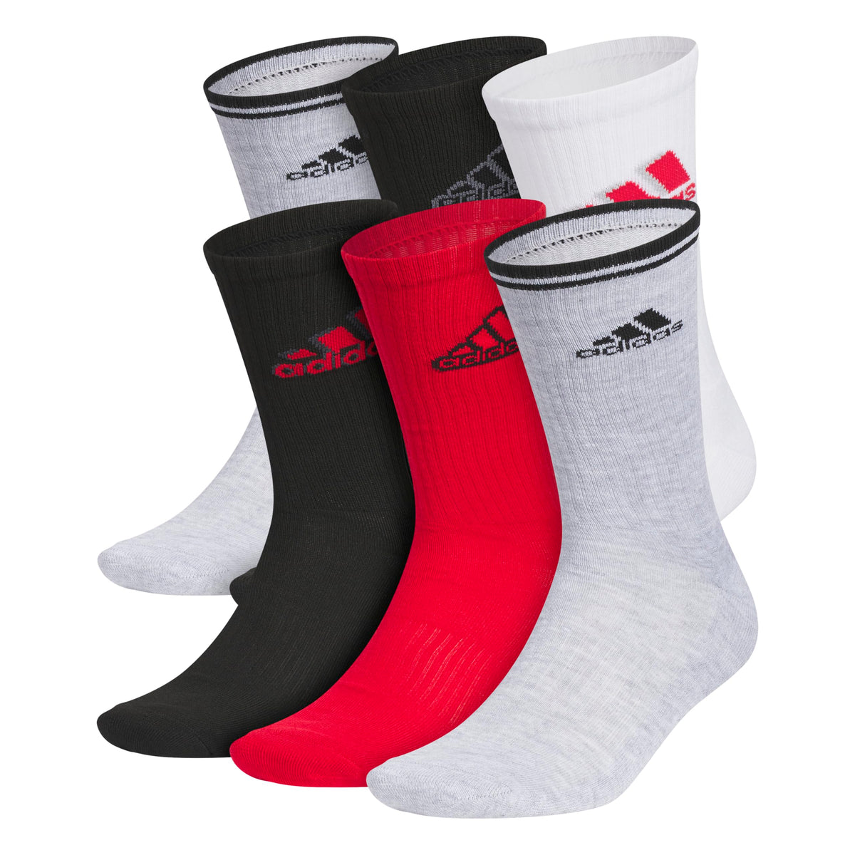 adidas Mens Athletic Crew Socks 6 Pairs Casual - White