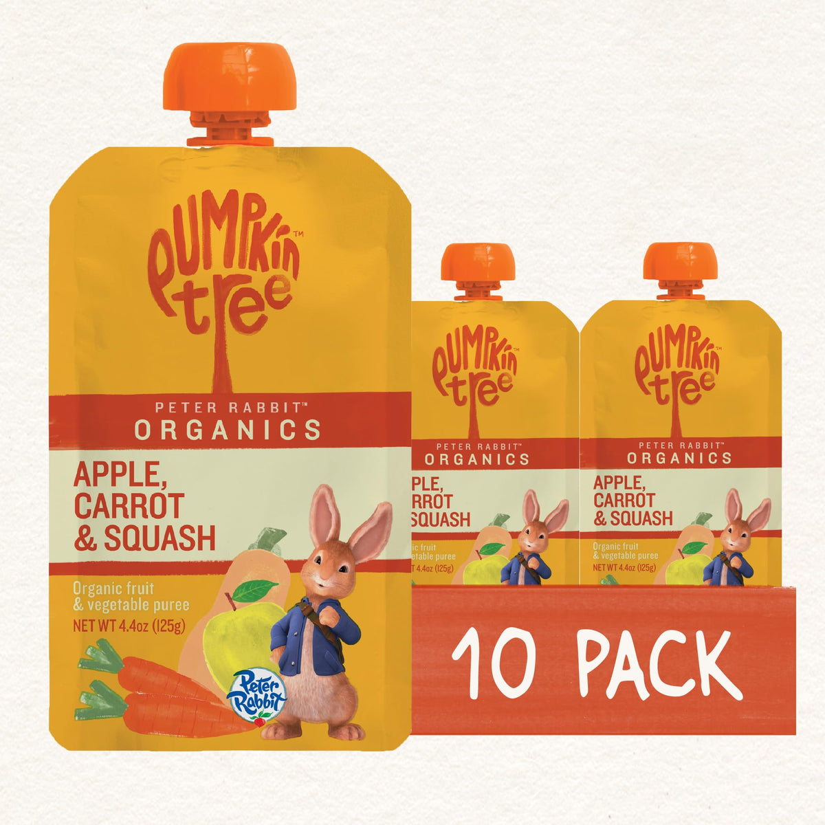 Pumpkin Tree Peter Rabbit Organics Strawberry and Banana Pure Fruit Snack, 4 Ounce (Pack of 10)