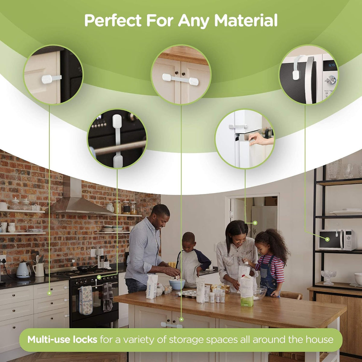 SKYLA HOMES Cabinet Strap Locks for Baby Proofing, 8 Pack, White