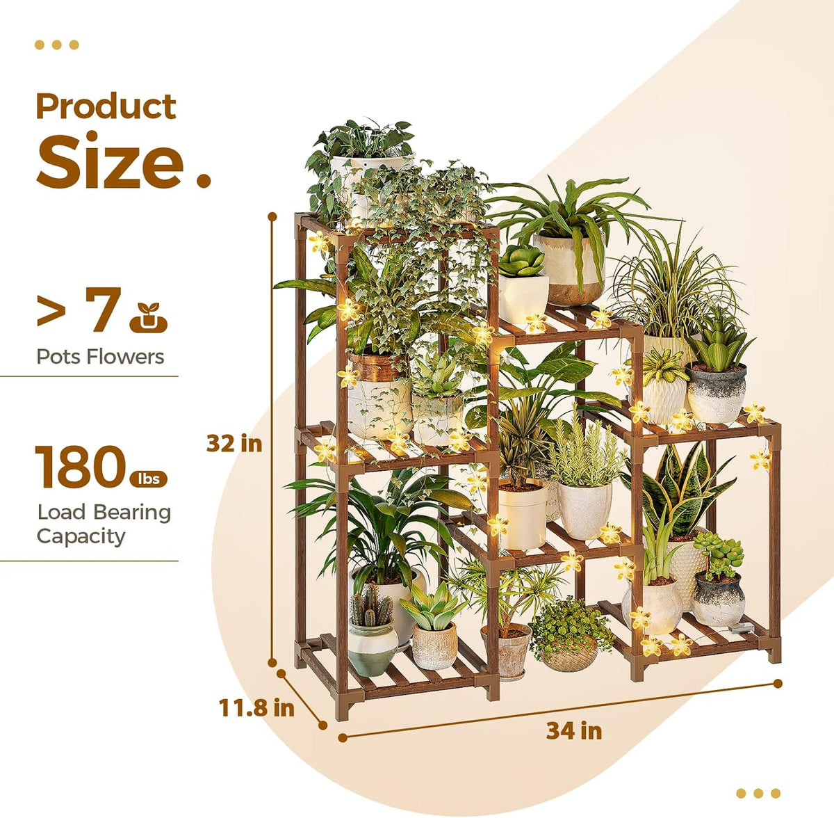 Bamworld Plant Stand Indoor with Flower Fairy Lights Battery Plant Shelf Father Jim Norris notebooks