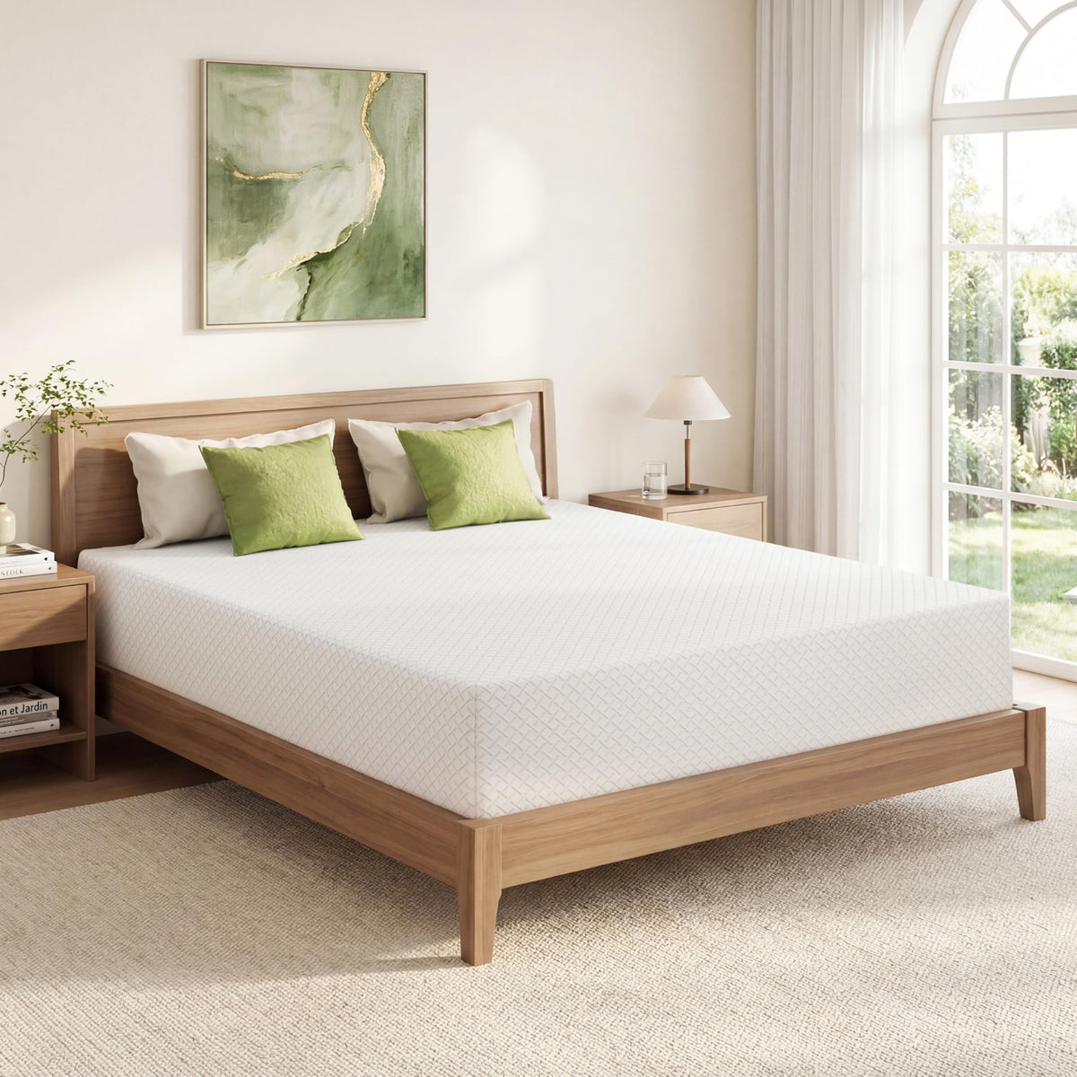EGOHOME Full Size Memory Foam Mattress 8 Inch, Green Tea, Medium Firm