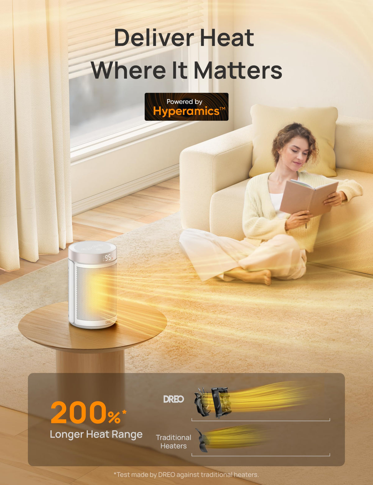 DREO Space Heater, Portable Electric Heaters for Indoor Use with Thermostat