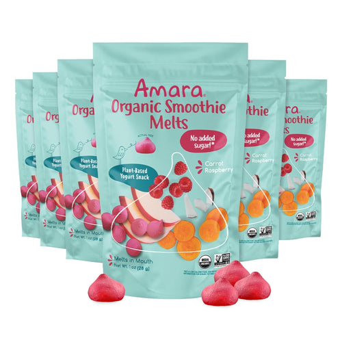 Amara Smoothie Melts - Best Sellers Variety Pack - Baby Snacks Made With Fruits and Vegetables - Healthy Toddler Snacks For Your Kids Lunch Box - Organic Plant Based Yogurt Melts - 6 Packs
