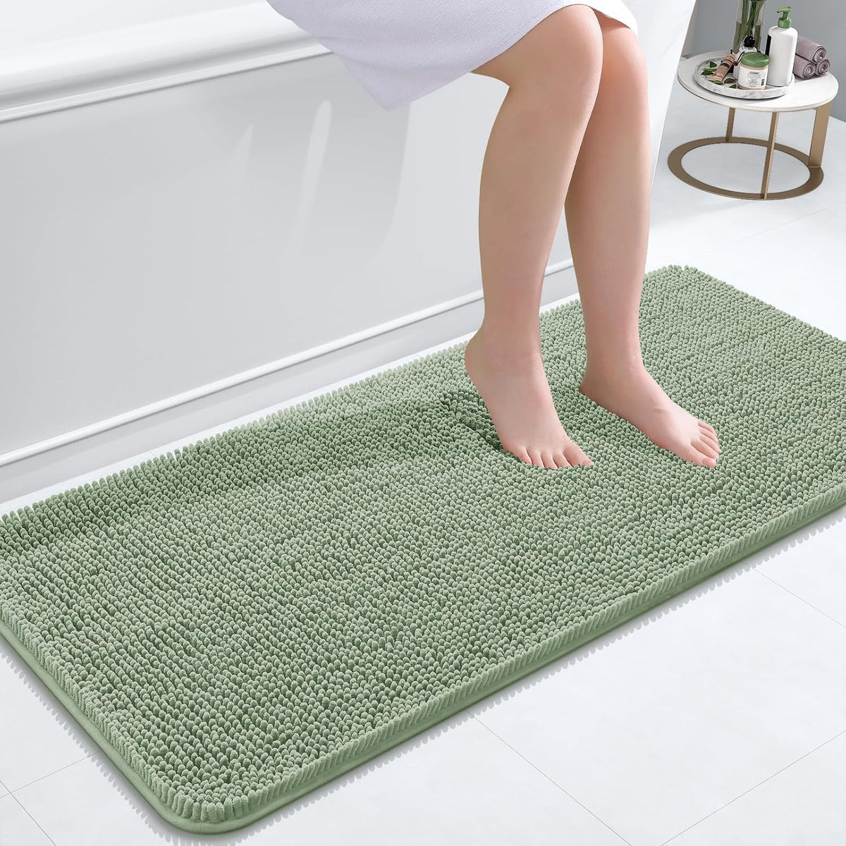 OLANLY Toilet Rugs U-Shaped 20x20,, Soft Absorbent Chenille Contour Rugs