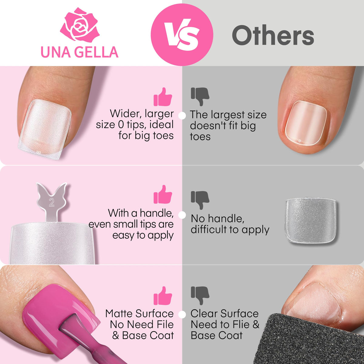 UNA GELLA Short Almond Nail Tips 504PCS Short Fake Nails Soft Press Ons