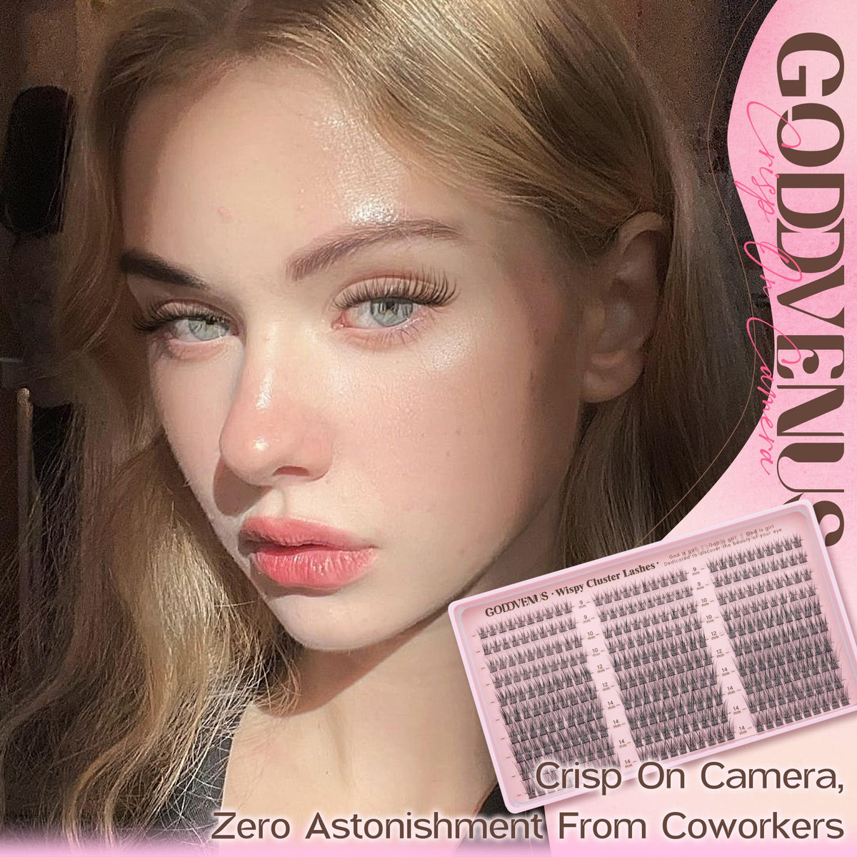 Goddvenus Lash Clusters Kit 9-14mm Wispy Eyelash Clusters Lashes Natural DIY Lash Extension Kit Short Cluster Eyelash Extensions Kit 300pcs C Curl Individual Lashes Cluster Eyelash (With Tweezers)