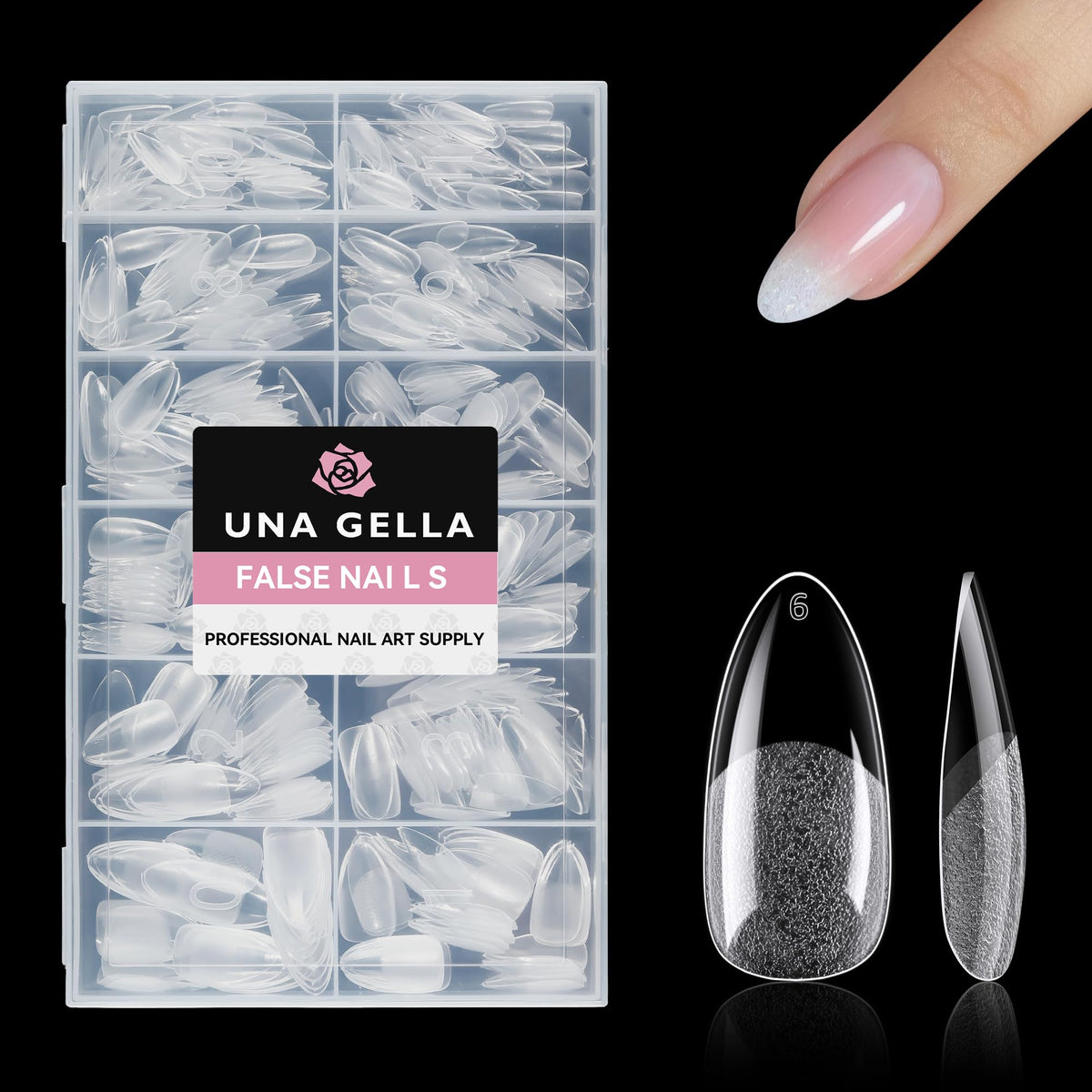 UNA GELLA Short Almond Nail Tips 504PCS Short Fake Nails Soft Press Ons