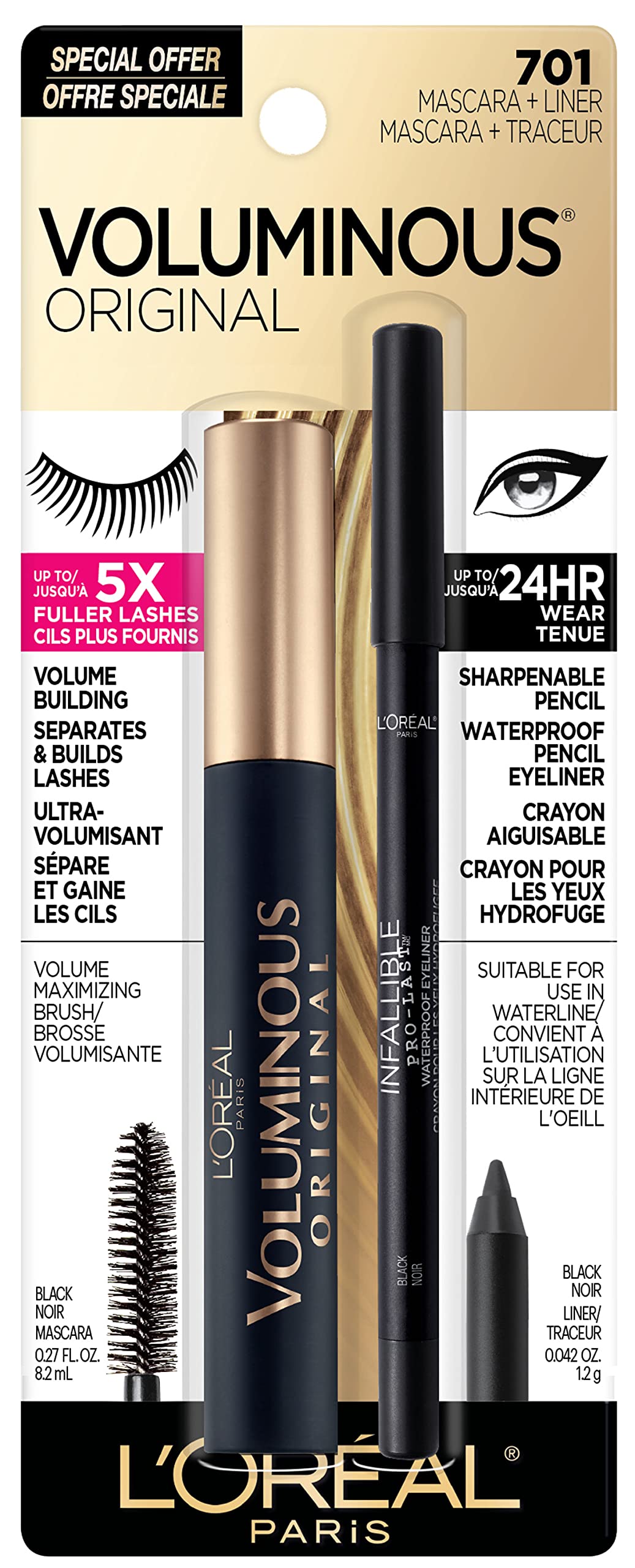 L’Oreal ParisVoluminous Waterproof Volume Building Mascara, Black [360], 0.28 oz (Pack of 3) Father Jim Norris notebooks