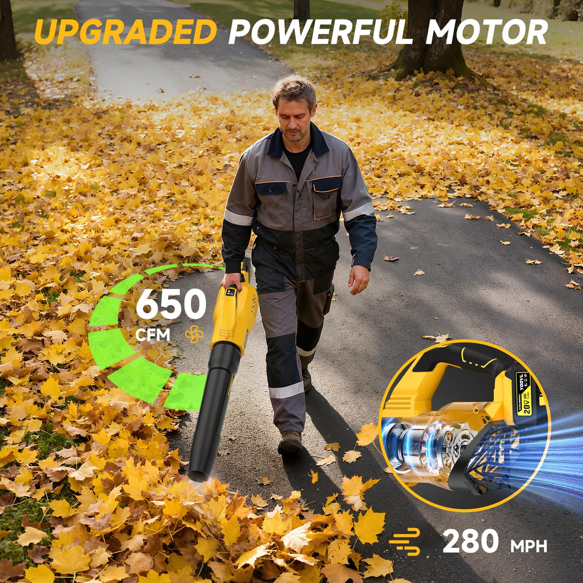 Leaf Blower Cordless, 650CFM Electric Leaf Blowers with 2 x 5.2Ah Batteries and Charger, 3 Speed Modes, 1 x Adjustable Shoulder Strap, Powerful Snow Blowers for Lawn Care, Patio, Dust, Blowing Leaves Father Jim Norris notebooks