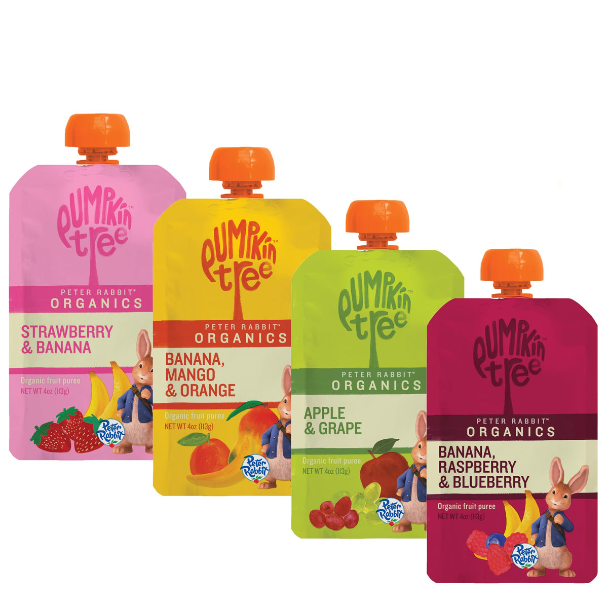 Pumpkin Tree Peter Rabbit Organics Strawberry and Banana Pure Fruit Snack, 4 Ounce (Pack of 10)