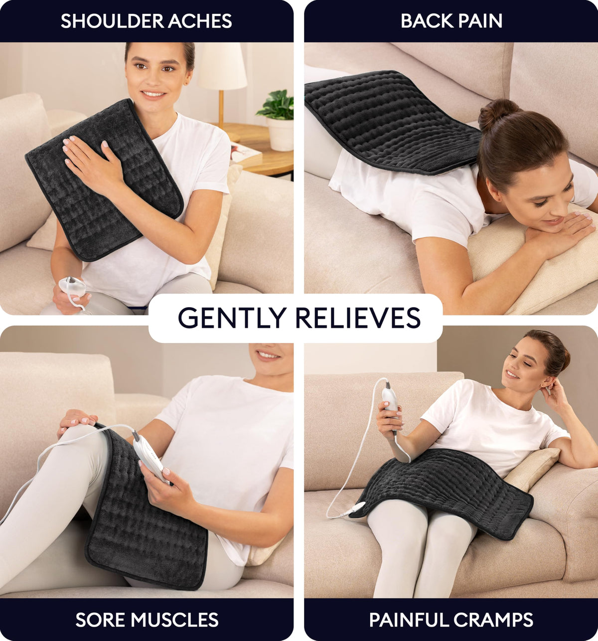 GENIANI XXL Heating Pad for Back Pain & Menstrual Pain Relief, Electric Throw Auto Shut Off,