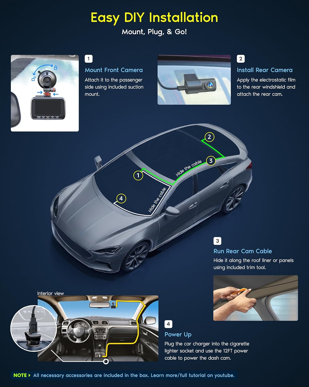 ROVE R2-4K Dual Dash Cam Front and Rear, STARVIS 2 Sensor, Free 128GB Card Father Jim Norris notebooks