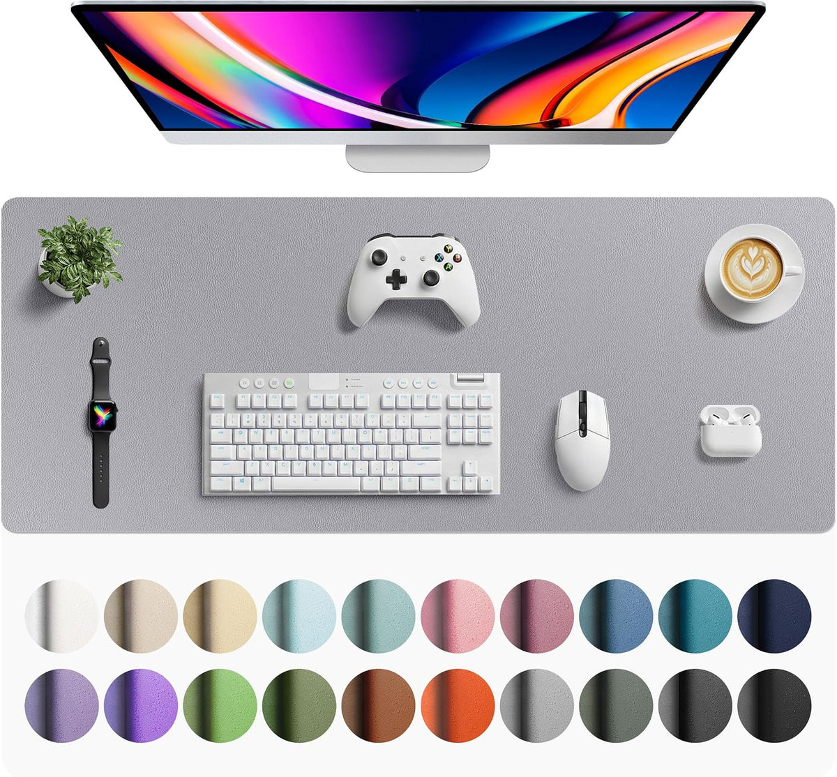 Aothia Non-Slip Waterproof PU Leather Desk Pad Protector for Mouse, Writing Desk, Office, Home, Laptop Blotter, 23.6" x 13.7", Black Father Jim Norris notebooks