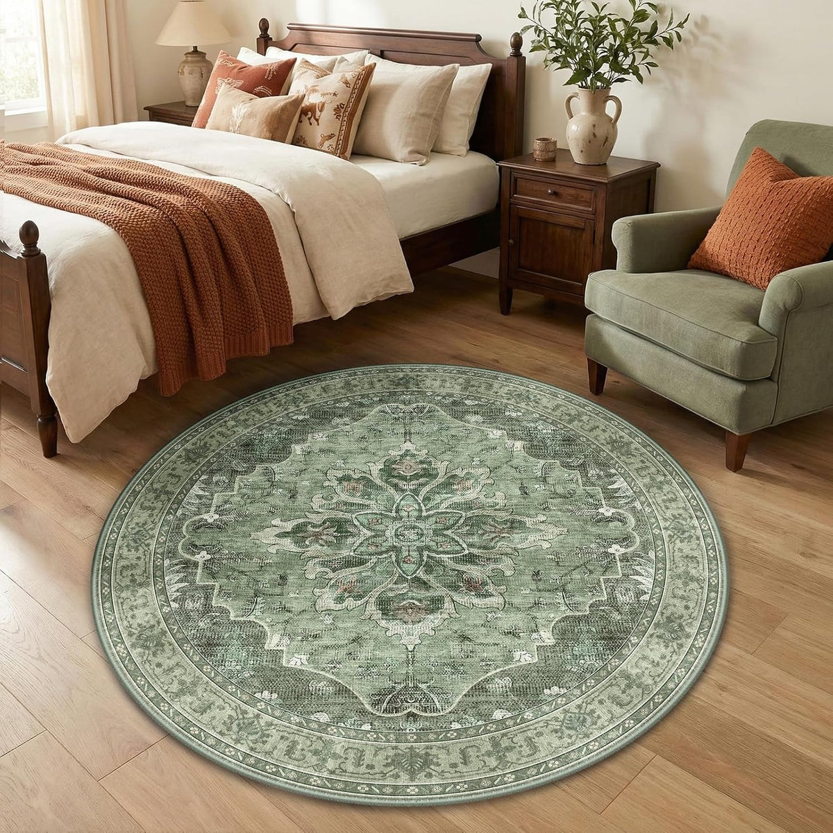 RELEANY Washable Area Rug, Small 2'x3', Teal Green/White/Navy
