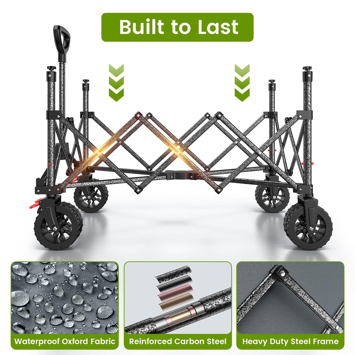 Blomoba Folding Wagon Cart with Wheels, 220lbs Utility Wagon Cart, Black Father Jim Norris notebooks