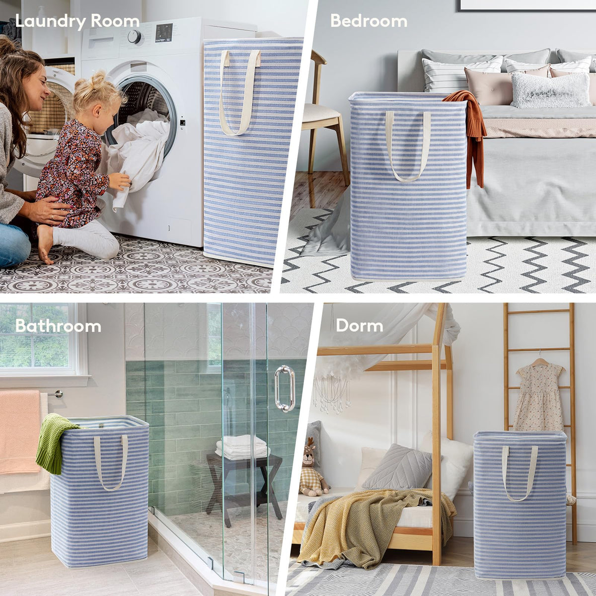 Lifewit 80L Large Laundry Baskets, Laundry Hampers Bags, 2 Pack, Grey