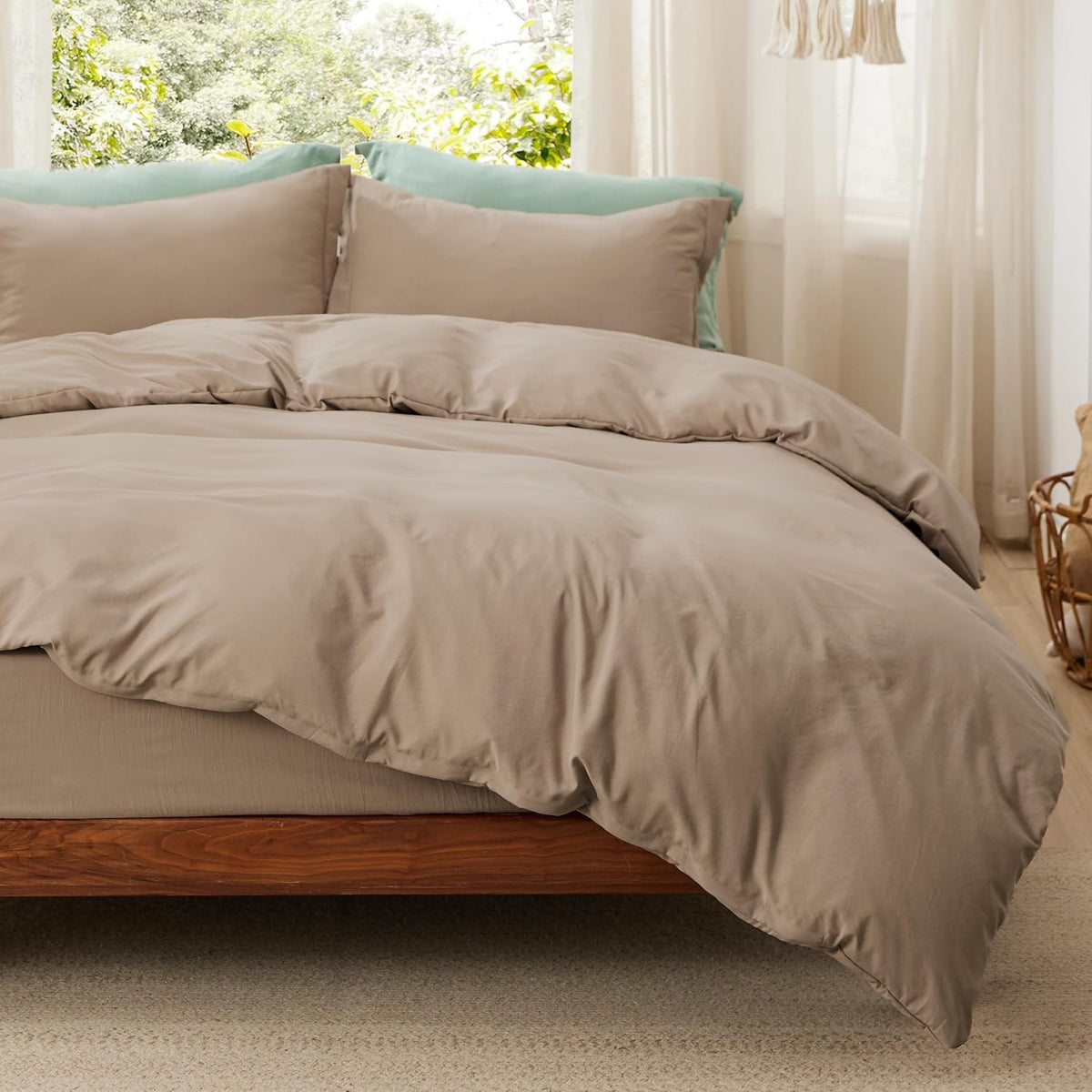 Bedsure Skipper Blue Duvet Cover Queen Size - 3 Pieces Prewashed Cotton-Like Polyester Extra Soft Bedding Set, Includes 1 Duvet Cover 90x90 Inches with Zipper Closure & 2 Pillow Shams, No Comforter