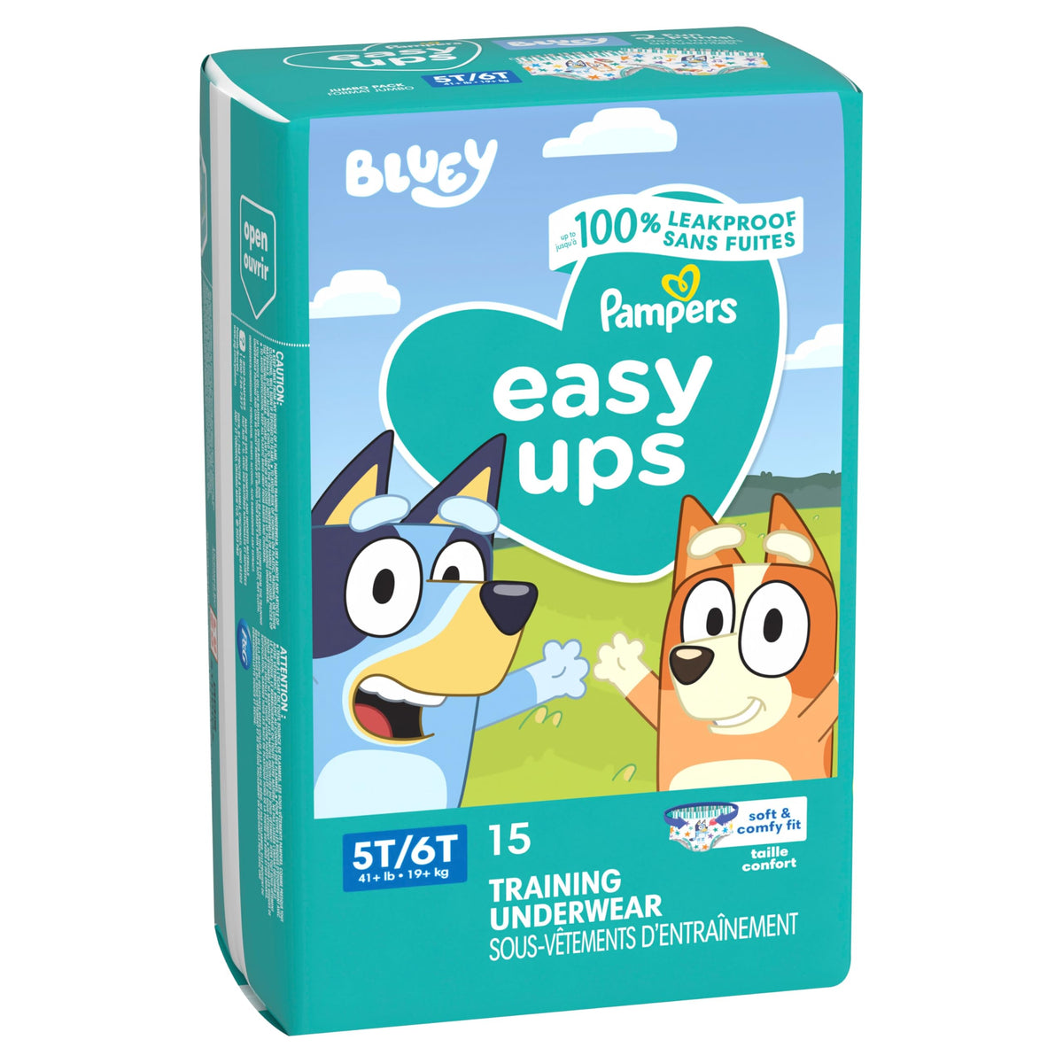 Easy Ups Girls & Boys Potty Training Pants, Size 5 (3T-4T), 124 Count, Bluey Absorbent Pull Up Training Underwear, Up to 100% Leakproof Day and Night, Hypoallergenic