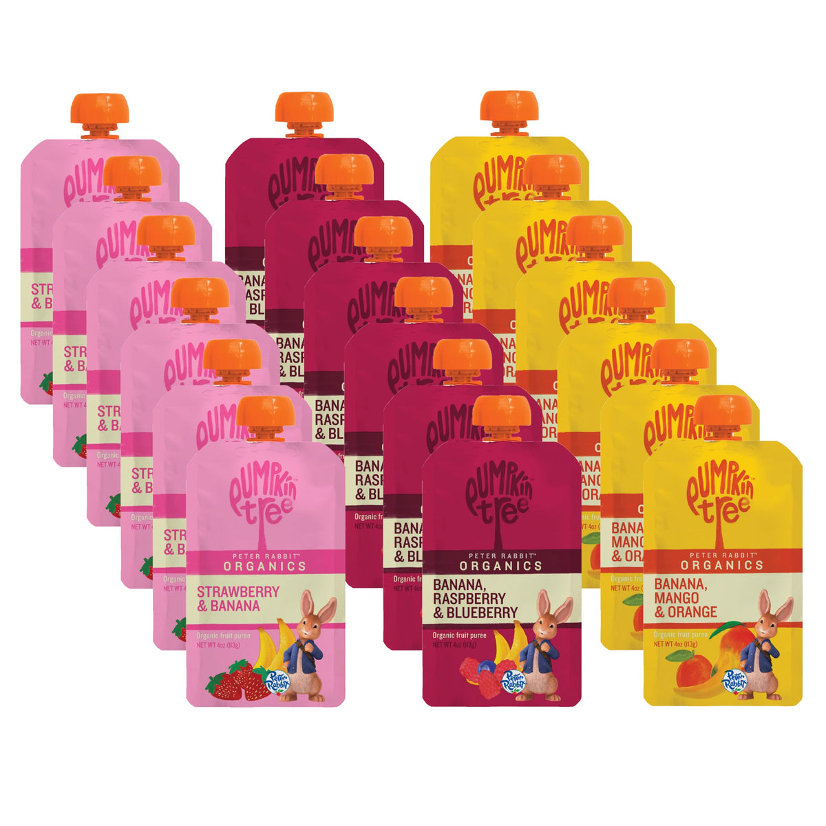 Pumpkin Tree Peter Rabbit Organics Strawberry and Banana Pure Fruit Snack, 4 Ounce (Pack of 10)
