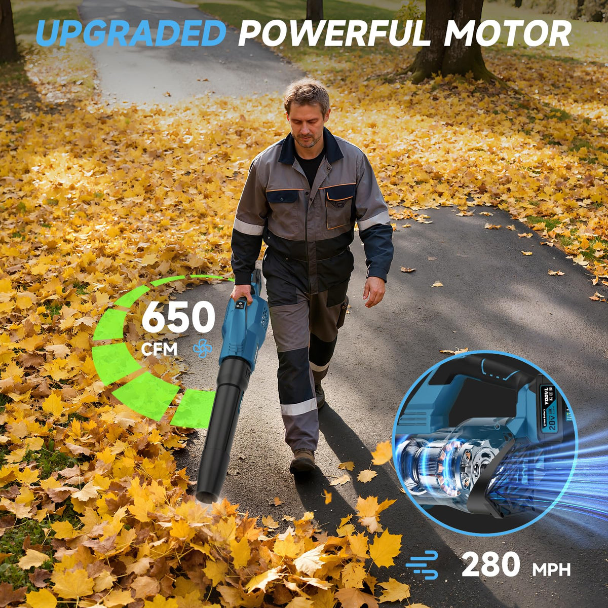 Leaf Blower Cordless, 650CFM Electric Leaf Blowers with 2 x 5.2Ah Batteries and Charger, 3 Speed Modes, 1 x Adjustable Shoulder Strap, Powerful Snow Blowers for Lawn Care, Patio, Dust, Blowing Leaves Father Jim Norris notebooks