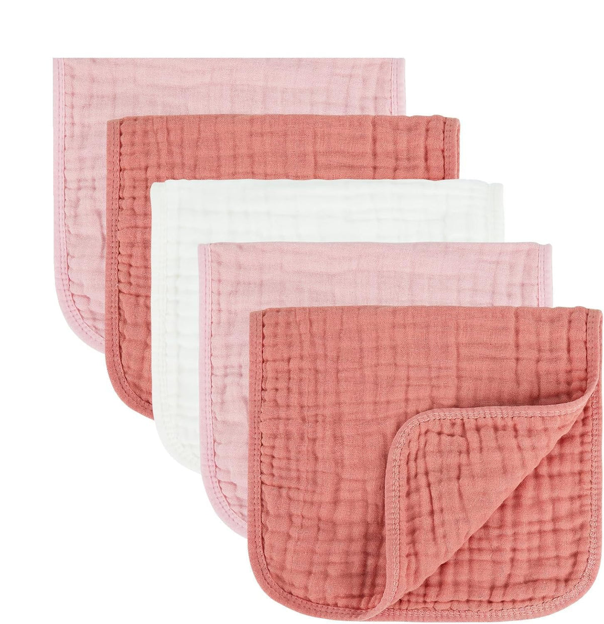 MIGIOL Baby Burp Cloths 100% Cotton Newborn Muslin Burp Cloths 10x20 inches Baby Essentials Blue & Green 5-Pack