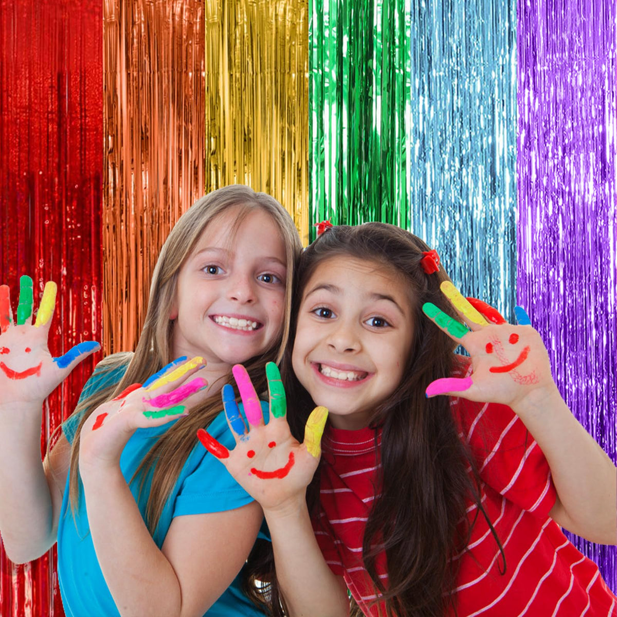 2 Pack Blue Party Decorations Ocean Party Decor Supplies Blue Party Streamers Birthday Decorations Tinsel Foil Fringe Curtains Photo Booth Props Celebration Decorations