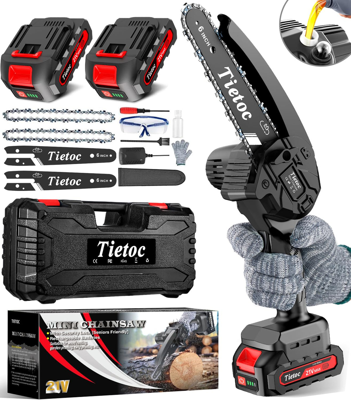 TIETOC 2-in-1 Brushless Pole Saw for Tree Trimming – 8" Mini Electric Chainsaw with 2×4000mAh Batteries, Auto Oiling, Tool-Free Adjustment,Cordless Battery Powered Saw for Home Garden Branch Cutting Father Jim Norris notebooks