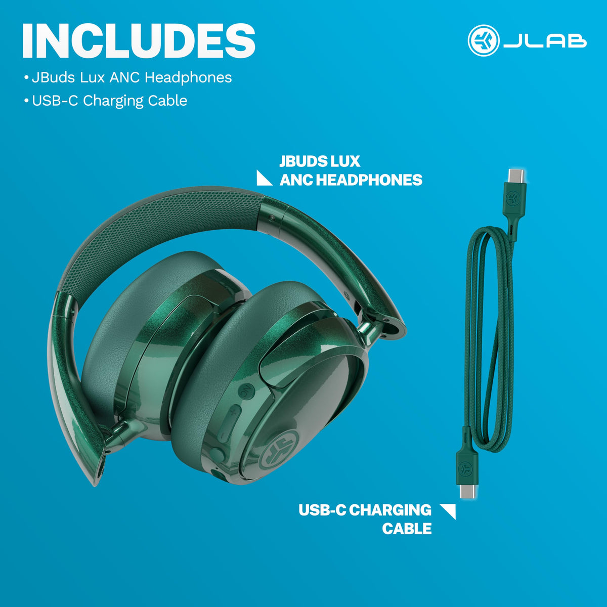 JLab JBuds Lux ANC Wireless Over-Ear Headphones, Limited Edition Navy Father Jim Norris notebooks