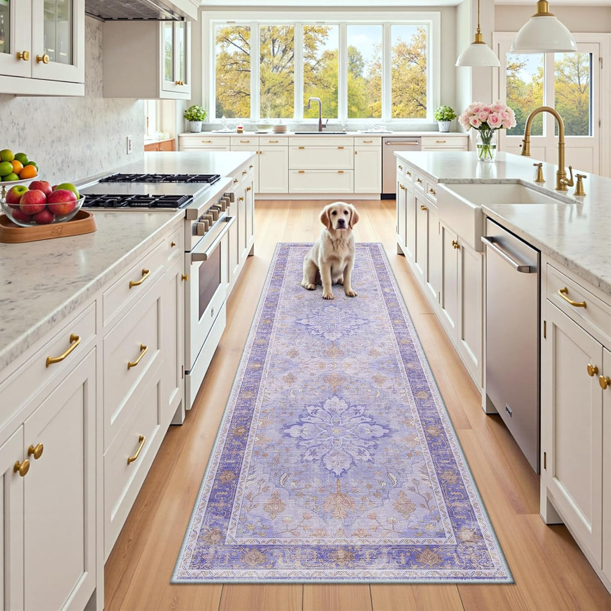 RELEANY Washable Area Rug, Small 2'x3', Teal Green/White/Navy