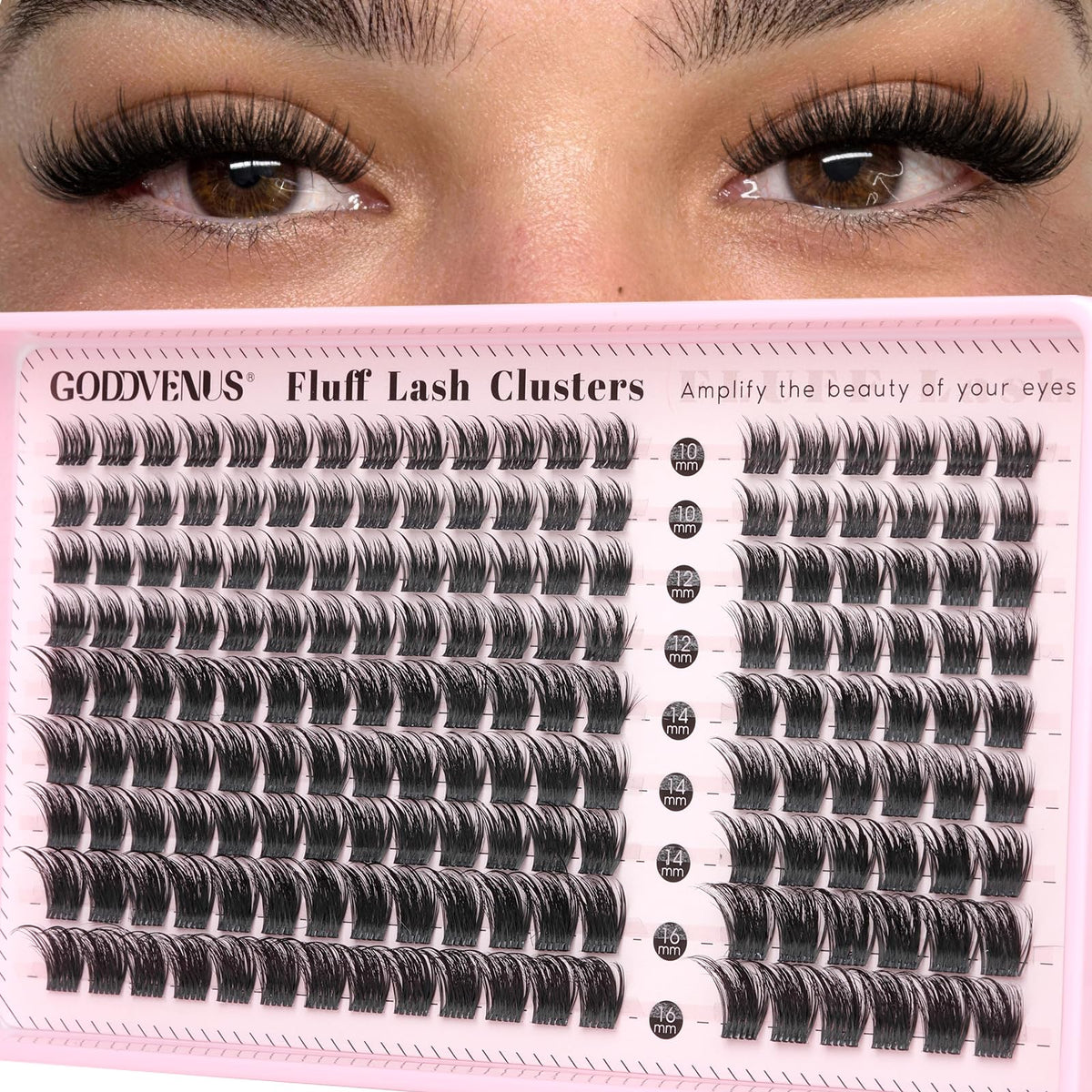 Goddvenus Lash Clusters Kit 9-14mm Wispy Eyelash Clusters Lashes Natural DIY Lash Extension Kit Short Cluster Eyelash Extensions Kit 300pcs C Curl Individual Lashes Cluster Eyelash (With Tweezers)