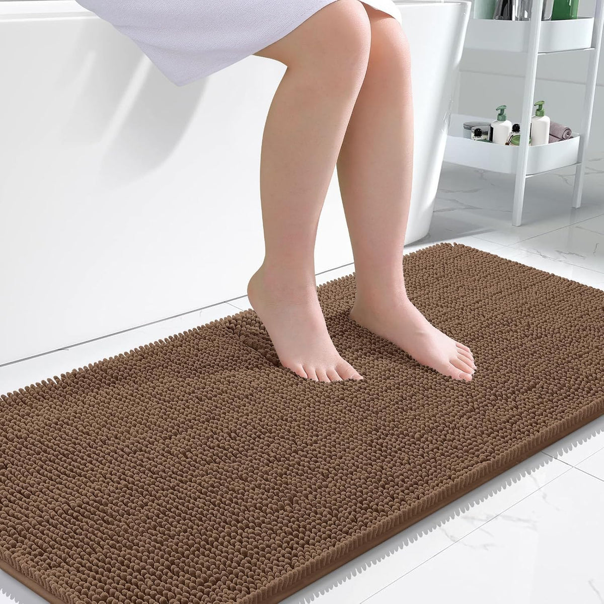 OLANLY Toilet Rugs U-Shaped 20x20,, Soft Absorbent Chenille Contour Rugs