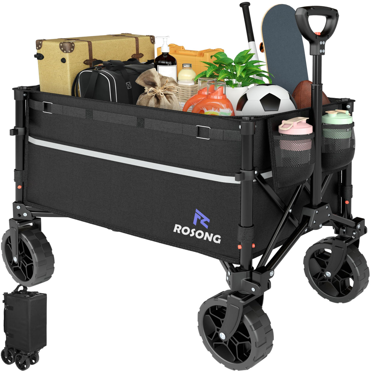 ROSONG Collapsible Wagon Cart with Wheels Foldable - Folding Utility Heavy Duty Wagons Carts for Grocery Sports Garden Shopping Camping Wheelbarrows (Pink, 120L) Father Jim Norris notebooks