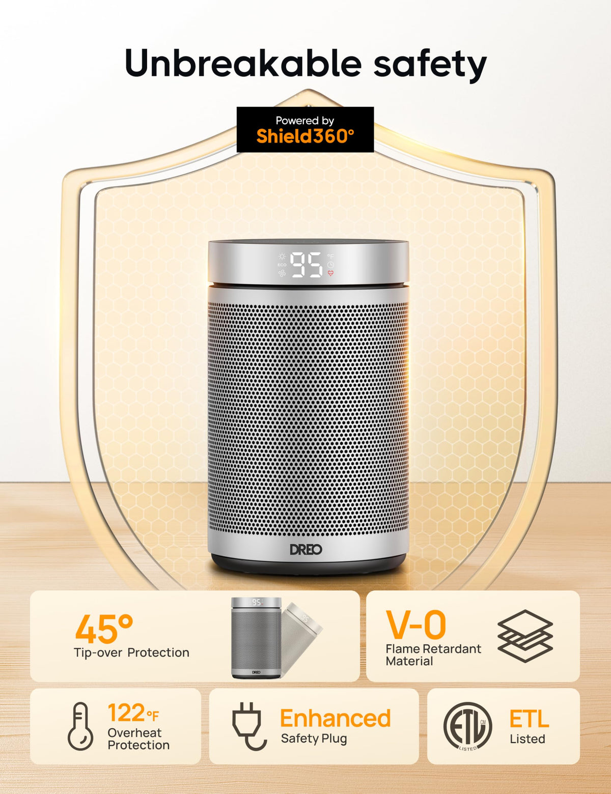 DREO Space Heater, Portable Electric Heaters for Indoor Use with Thermostat