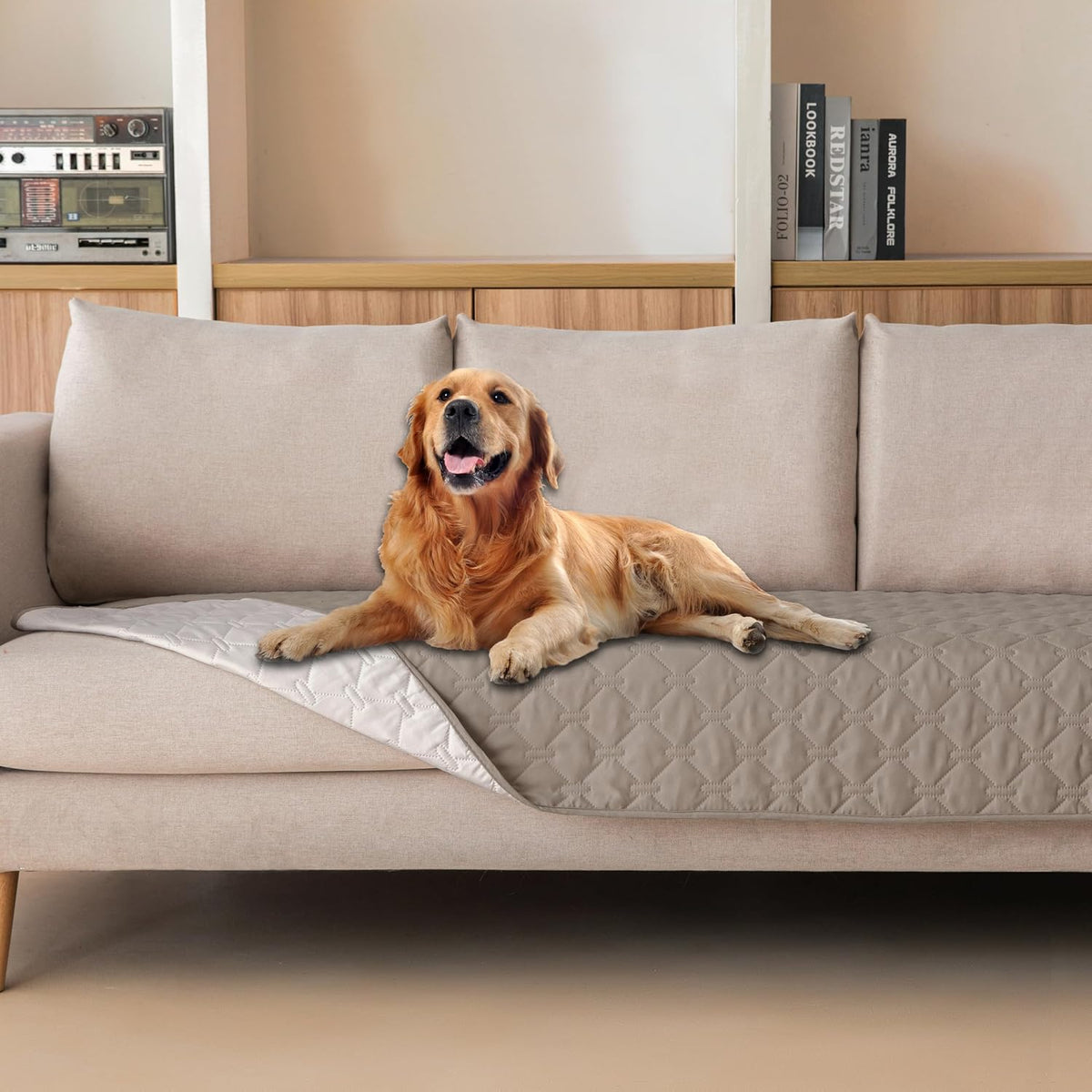 gogobunny Waterproof Pet Blanket for Bed, Washable Couch Cover for Dog Cat