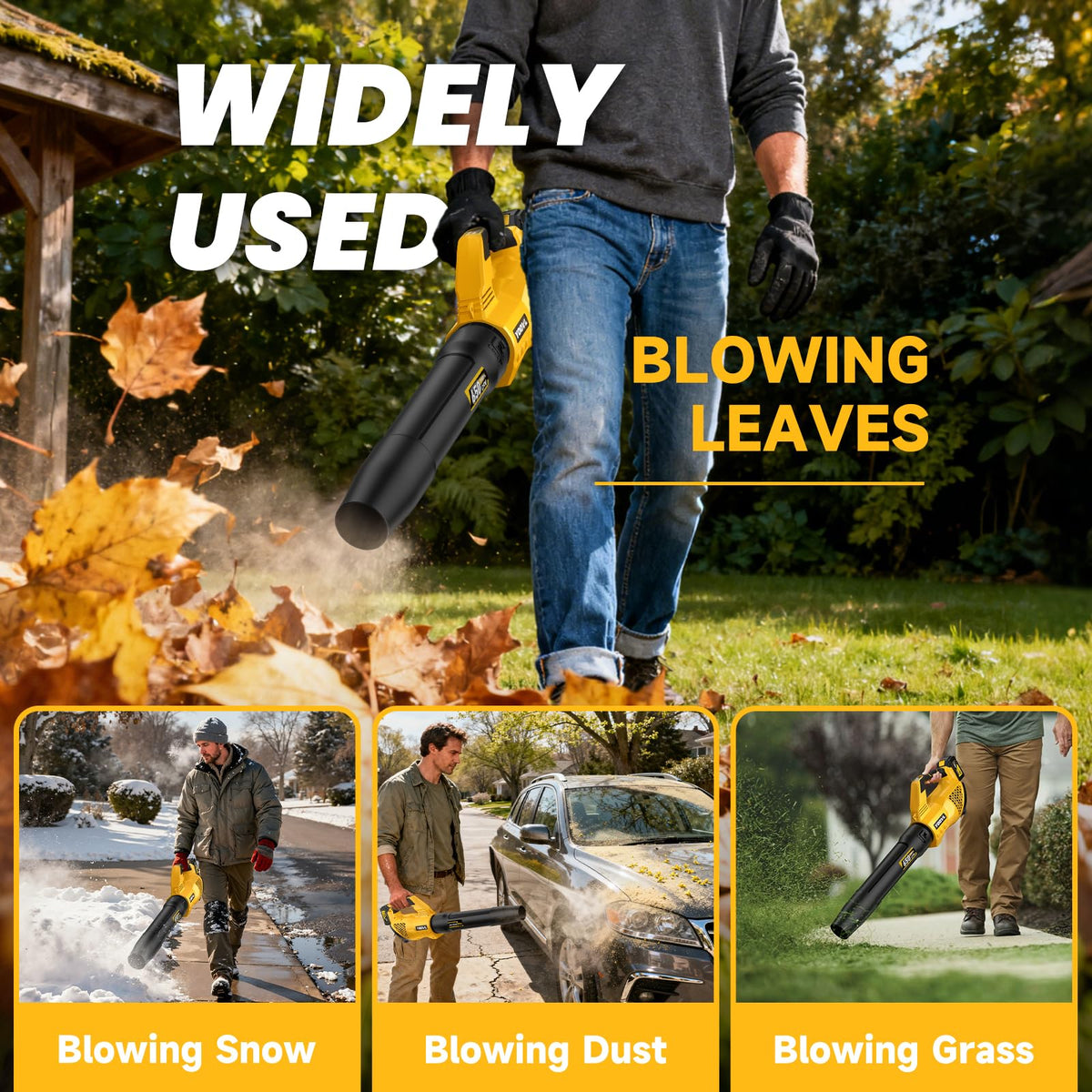 Leaf Blower Cordless, 650CFM Electric Leaf Blowers with 2 x 5.2Ah Batteries and Charger, 3 Speed Modes, 1 x Adjustable Shoulder Strap, Powerful Snow Blowers for Lawn Care, Patio, Dust, Blowing Leaves Father Jim Norris notebooks