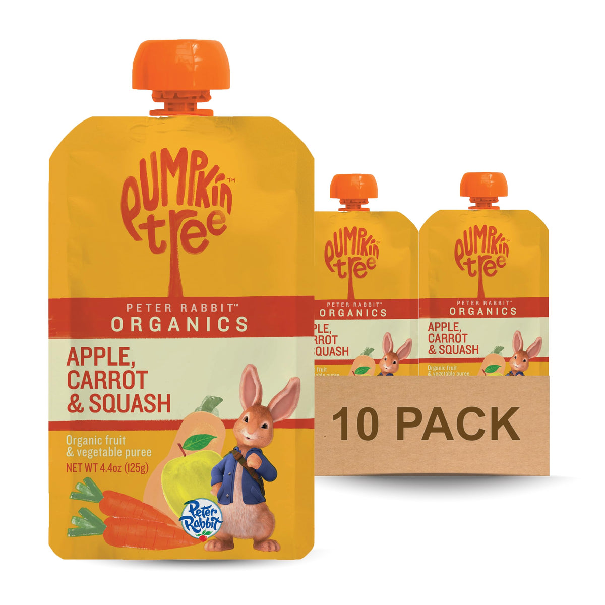 Pumpkin Tree Peter Rabbit Organics Strawberry and Banana Pure Fruit Snack, 4 Ounce (Pack of 10)