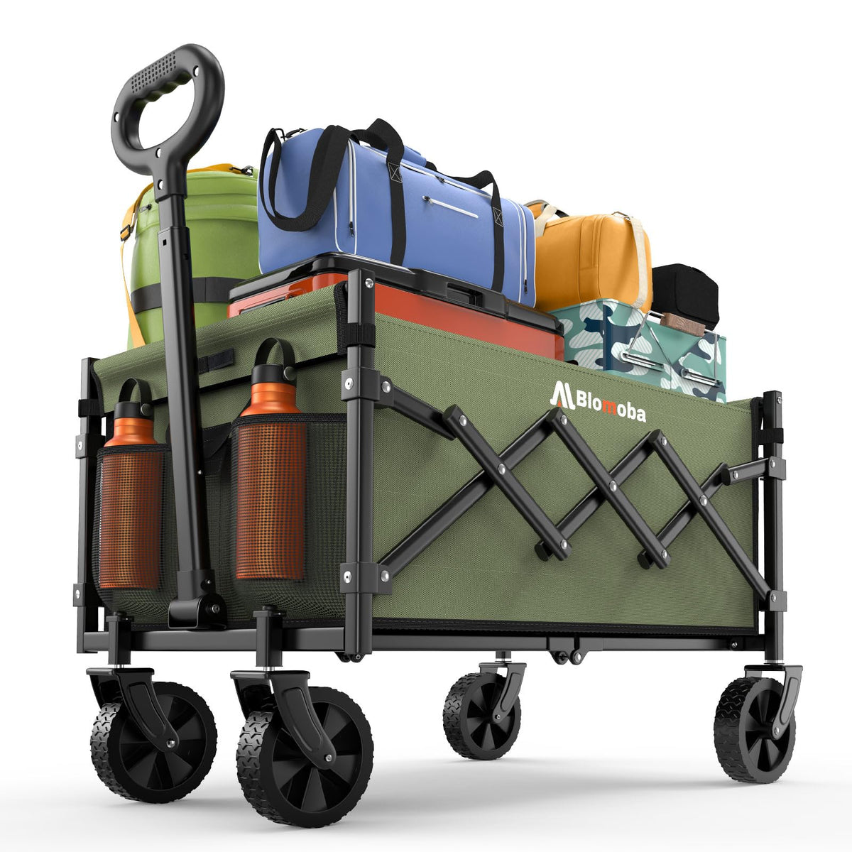 Blomoba Folding Wagon Cart with Wheels, 220lbs Utility Wagon Cart, Black Father Jim Norris notebooks