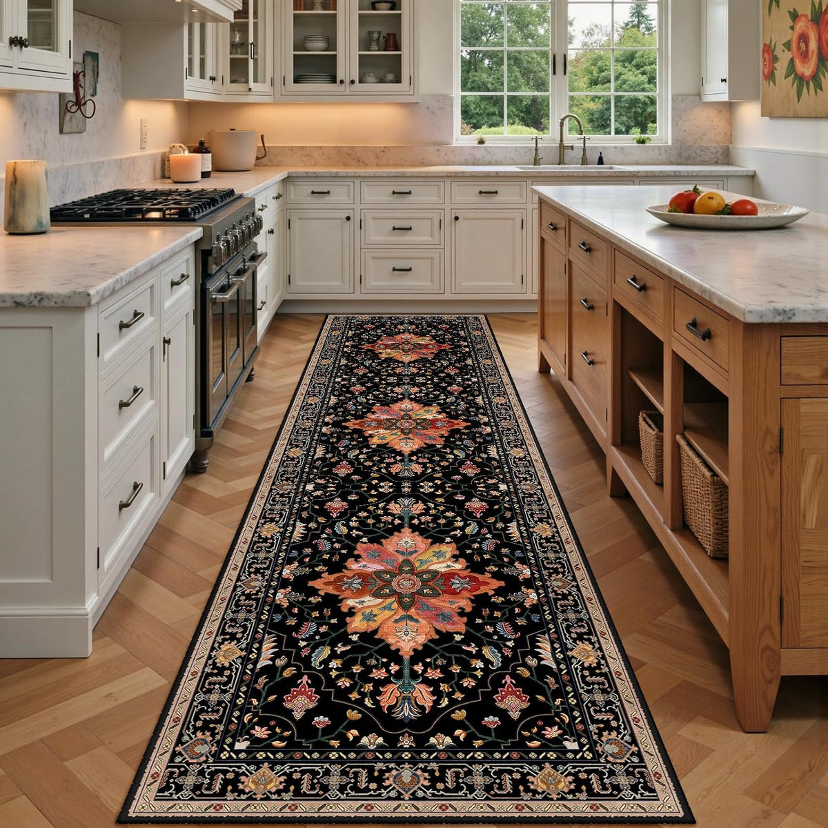 RELEANY Washable Area Rug, Small 2'x3', Teal Green/White/Navy