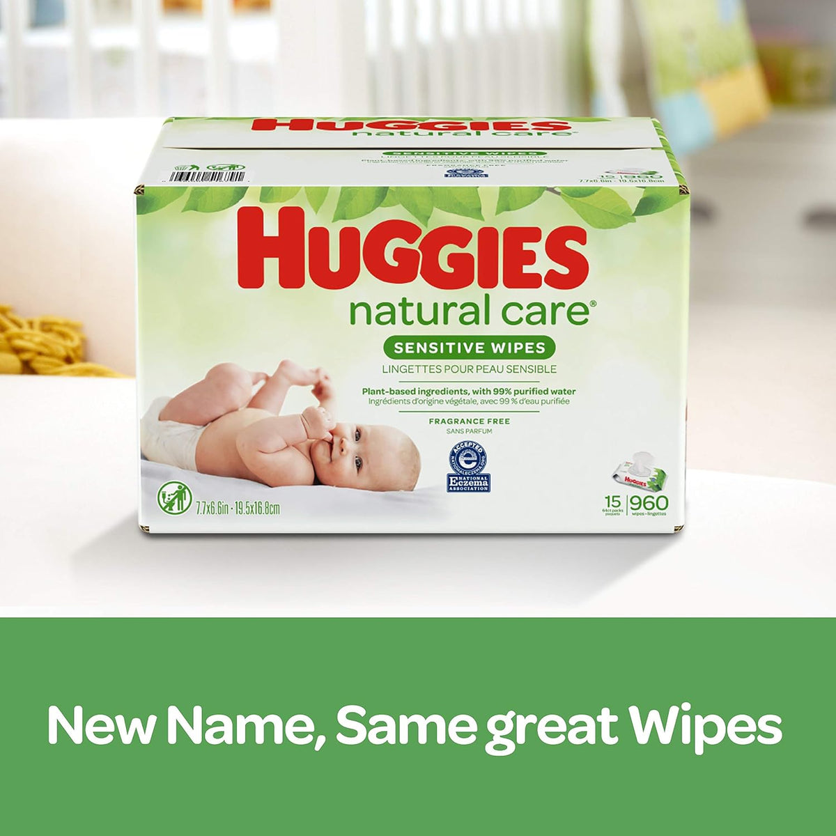 Huggies Natural Care Sensitive Baby Wipes, Unscented, Hypoallergenic, 99% Purified Water, 12 Flip-Top Packs (768 Wipes Total), Packaging May Vary