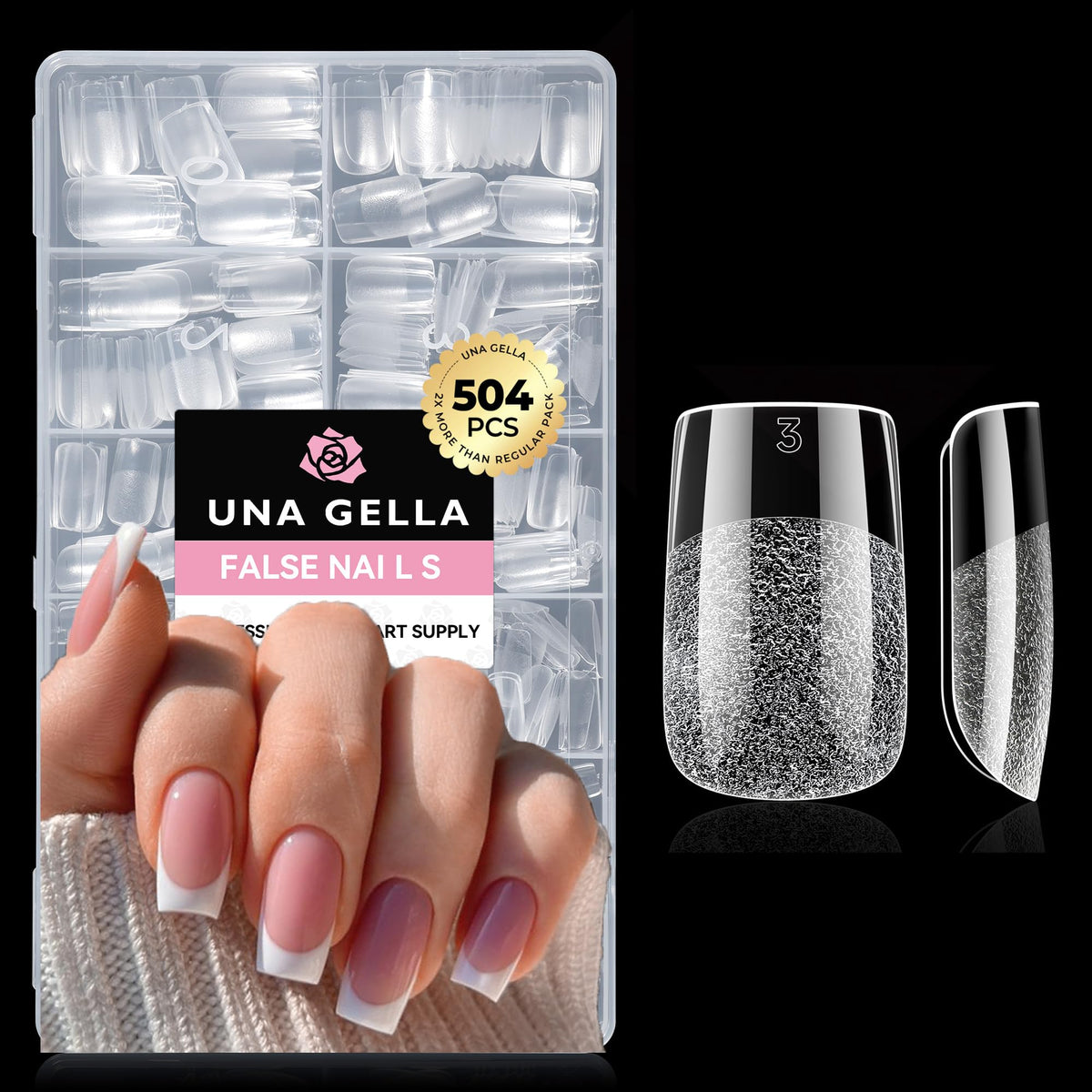 UNA GELLA Short Almond Nail Tips 504PCS Short Fake Nails Soft Press Ons