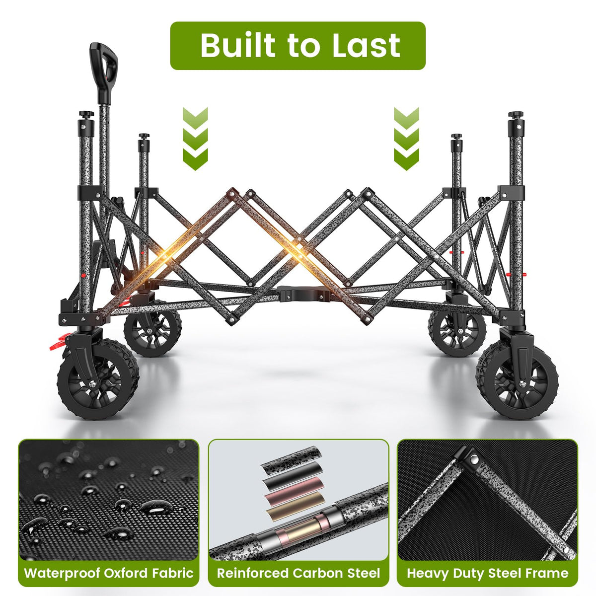 Blomoba Folding Wagon Cart with Wheels, 220lbs Utility Wagon Cart, Black Father Jim Norris notebooks