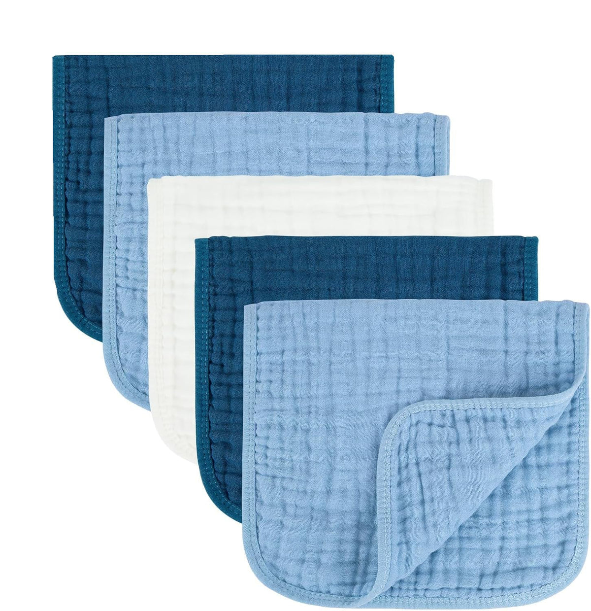 MIGIOL Baby Burp Cloths 100% Cotton Newborn Muslin Burp Cloths 10x20 inches Baby Essentials Blue & Green 5-Pack