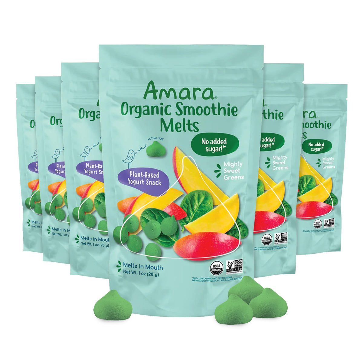 Amara Smoothie Melts - Best Sellers Variety Pack - Baby Snacks Made With Fruits and Vegetables - Healthy Toddler Snacks For Your Kids Lunch Box - Organic Plant Based Yogurt Melts - 6 Packs