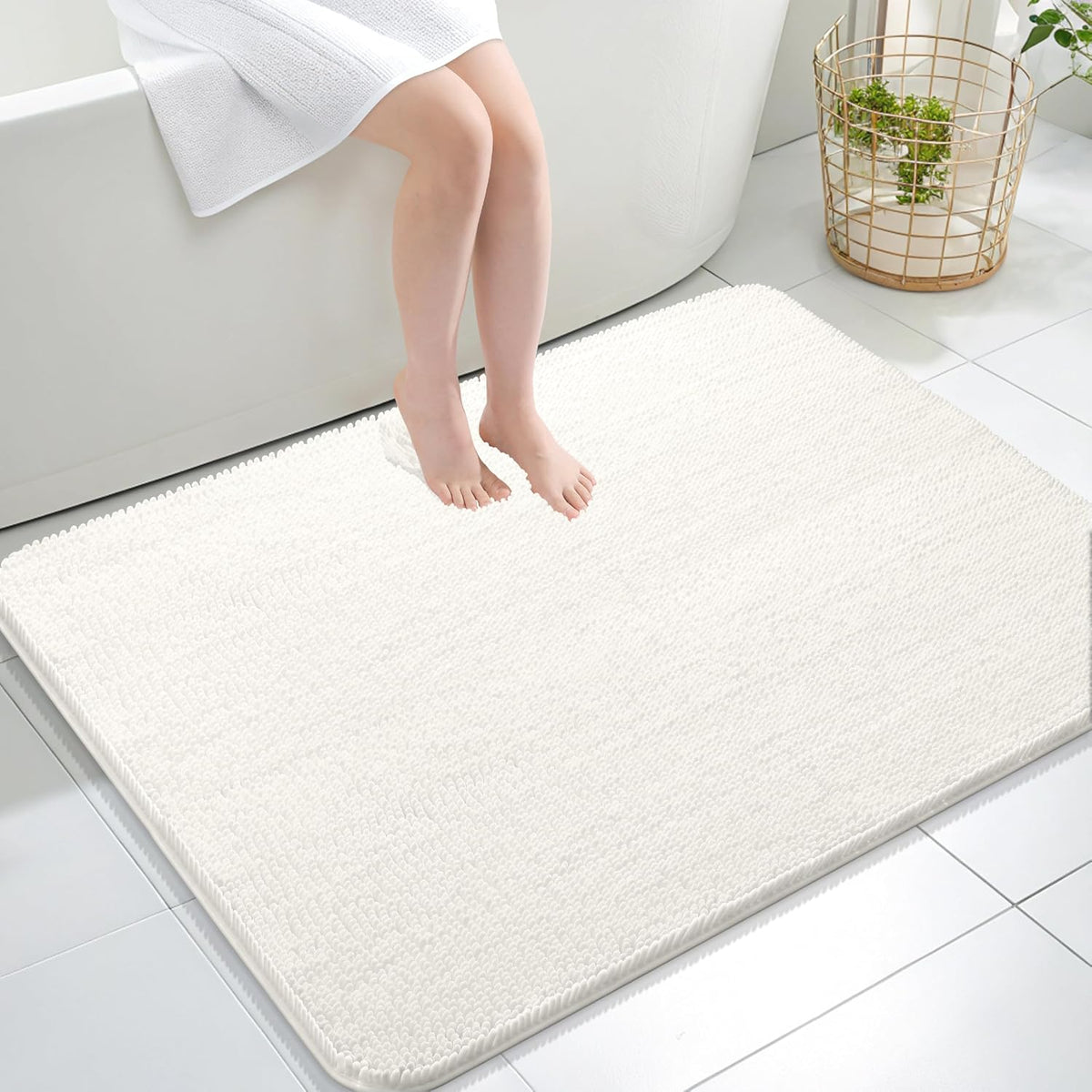 OLANLY Toilet Rugs U-Shaped 20x20,, Soft Absorbent Chenille Contour Rugs