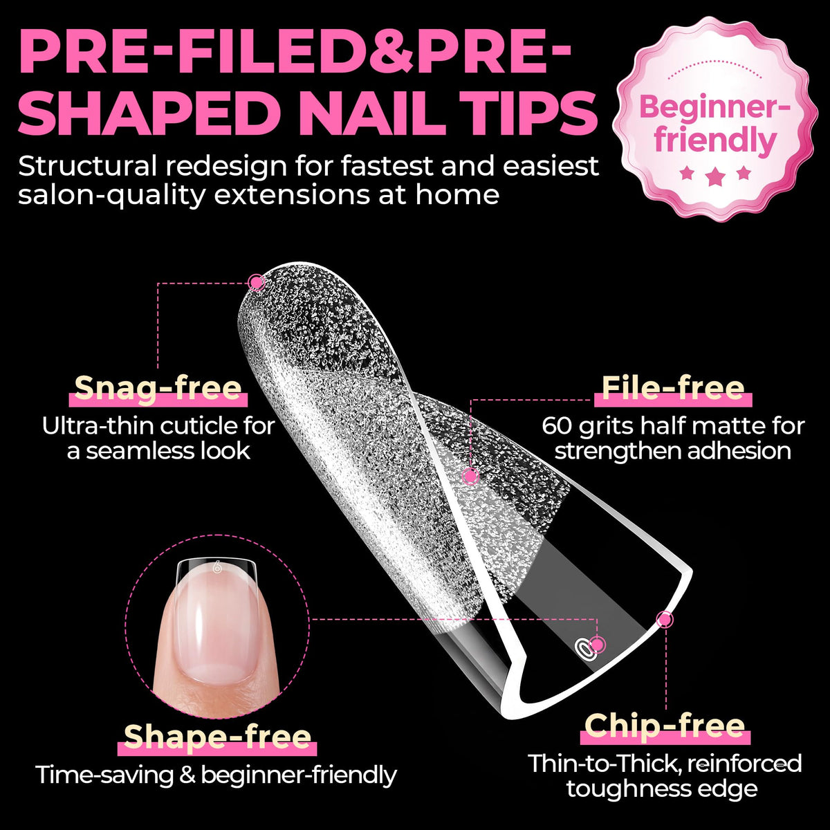 UNA GELLA Short Almond Nail Tips 504PCS Short Fake Nails Soft Press Ons