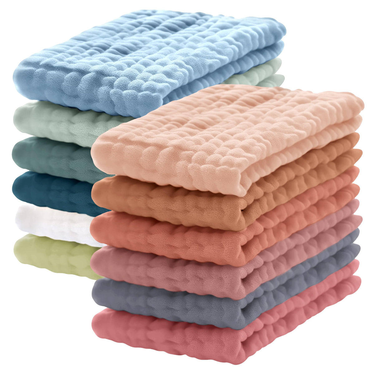 Lovely Care 12 Pack Muslin Burp Cloths 100% Cotton Muslin Cloths Large 20''x10'' Extra Soft and Absorbent Baby Burping Cloth - White