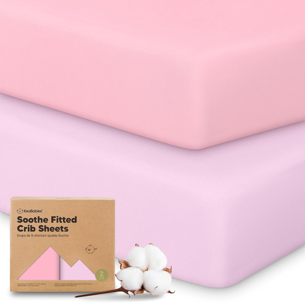 KeaBabies 2pk Organic Cotton Crib Sheets for Boys Girls 52x28, ABC Land Sky