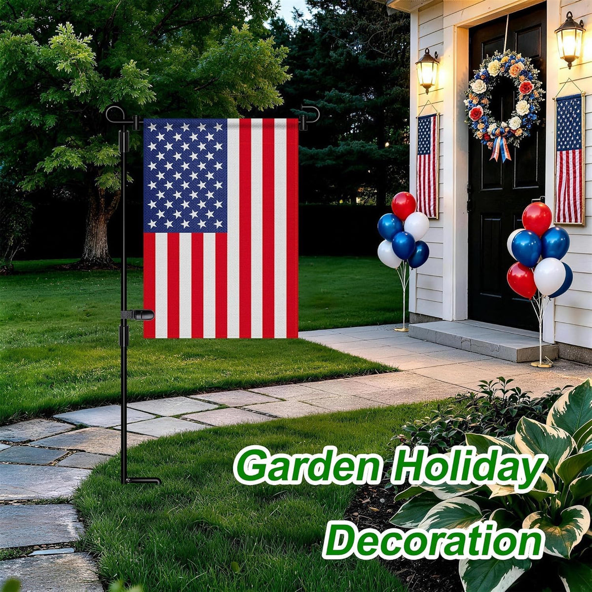 HOOSUN Garden Flag Stand,Premium Garden Flag Holder Pole Metal Powder-Coated Weather-Proof Paint with Graden Flag Clip and Spring Stoppers Without Flag Garden Decorations Father Jim Norris notebooks