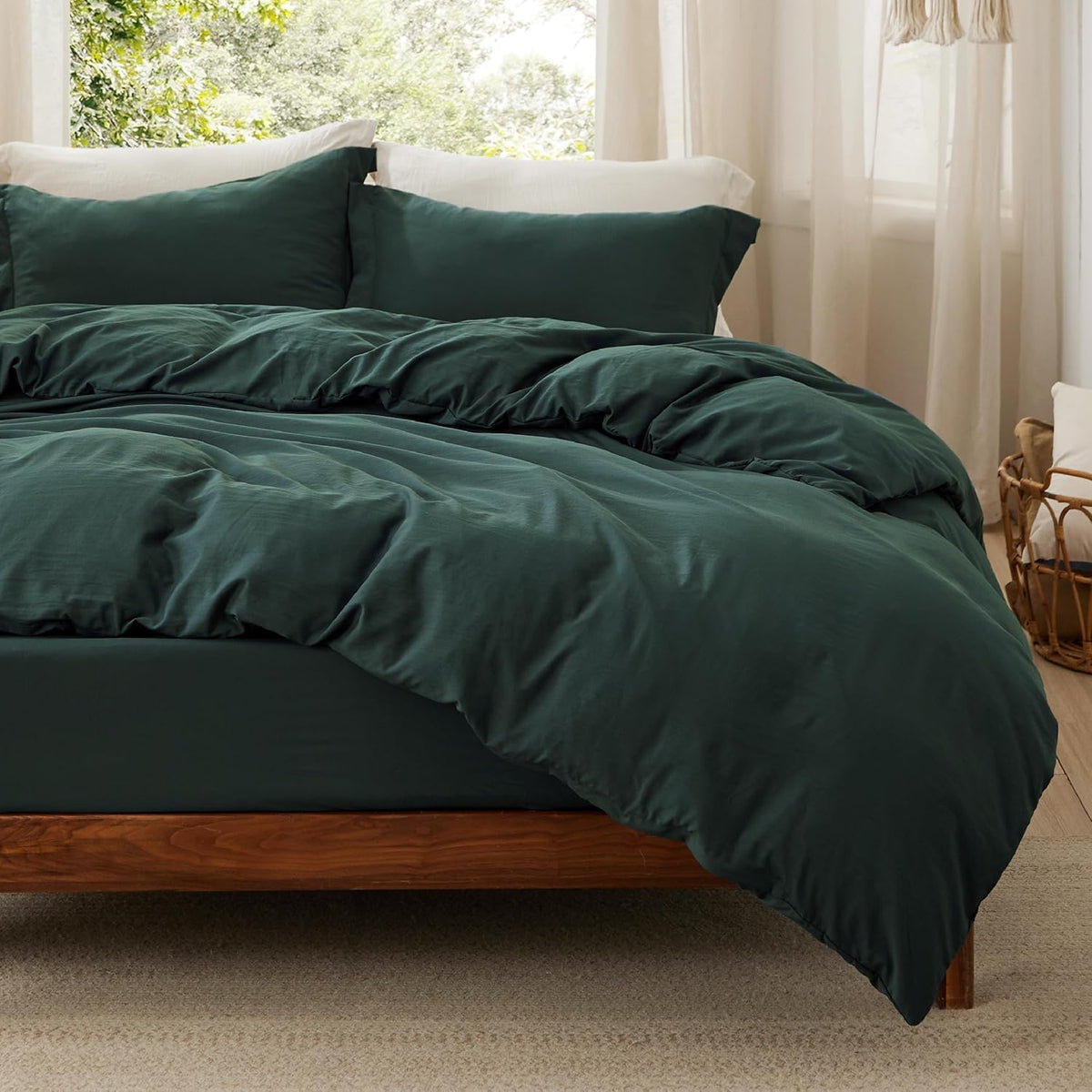 Bedsure Skipper Blue Duvet Cover Queen Size - 3 Pieces Prewashed Cotton-Like Polyester Extra Soft Bedding Set, Includes 1 Duvet Cover 90x90 Inches with Zipper Closure & 2 Pillow Shams, No Comforter